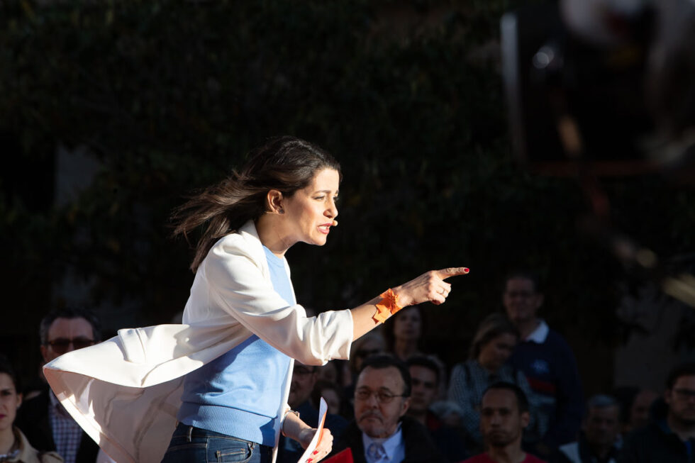 Inés Arrimadas durante un momento del acto de campaña